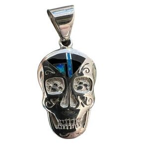 Navajo Native Silver Pendant Sterling Silver Sugar Skull